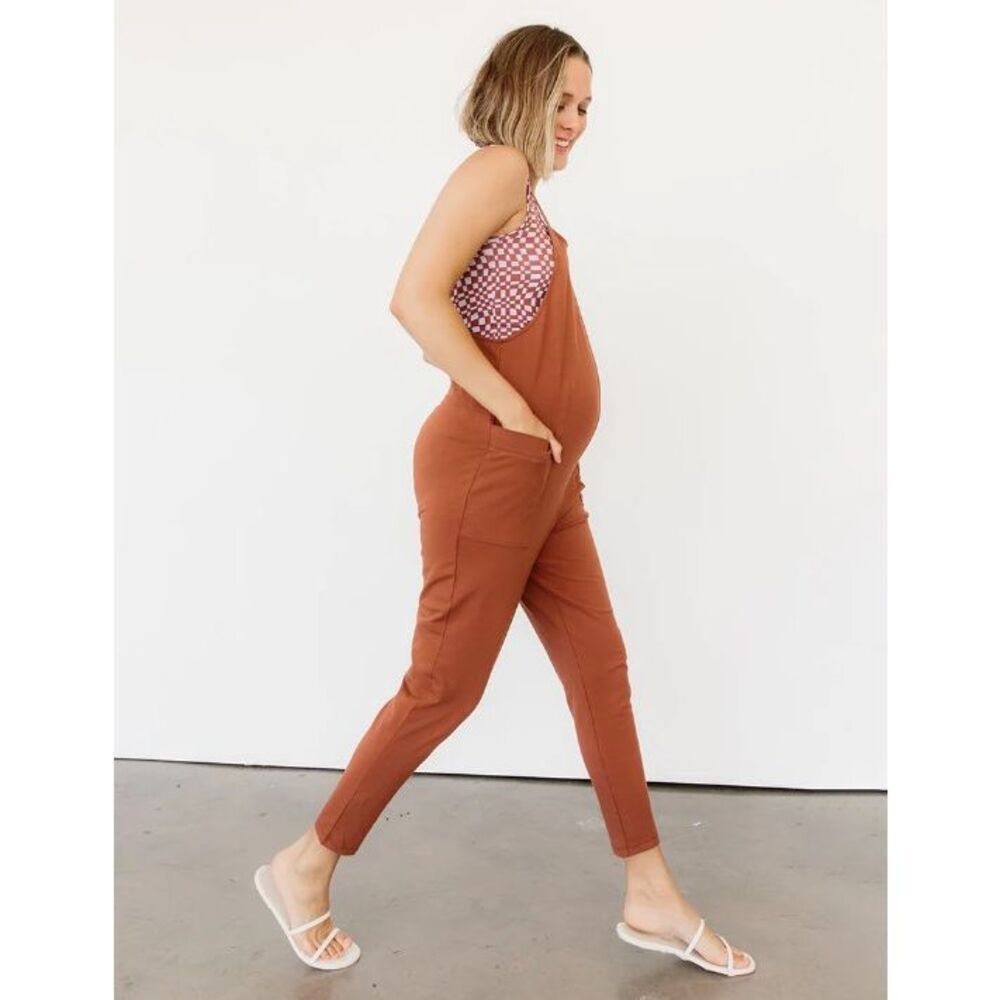 Storq Maternity Jumpsuit Anytime Overalls Brown size 3 Medium